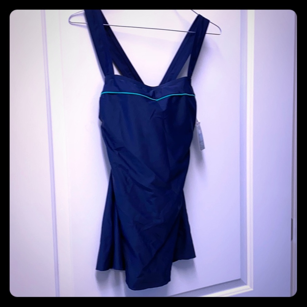 Navy/Green Active Control one-piece Swimsuit